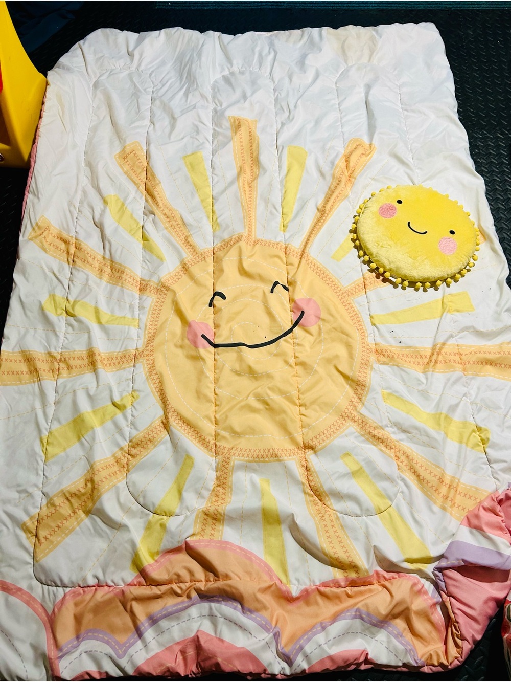 Twin Yellow Sun Comforter with Cute Sun Accent Pillow